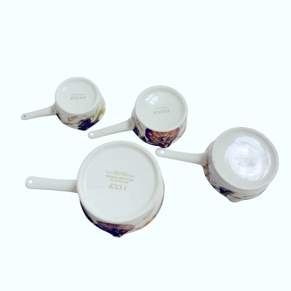 Williams Sonoma Botanical Pumpkin 4 Piece Ceramic Measuring Cup Set